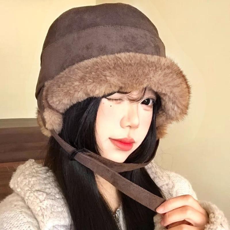 Women S Suede Earflap Hat Outdoor Casual Warm Plush Hat