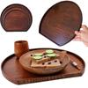 Round Storage Solid Natural Tableware Serving Tray Dinner Plate Kitchen Supplies Semicircle Tray