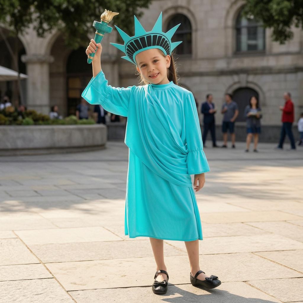 Halloween Statue Of Libertykids Cosplay Costume With Torch Design For Theatrical Shows