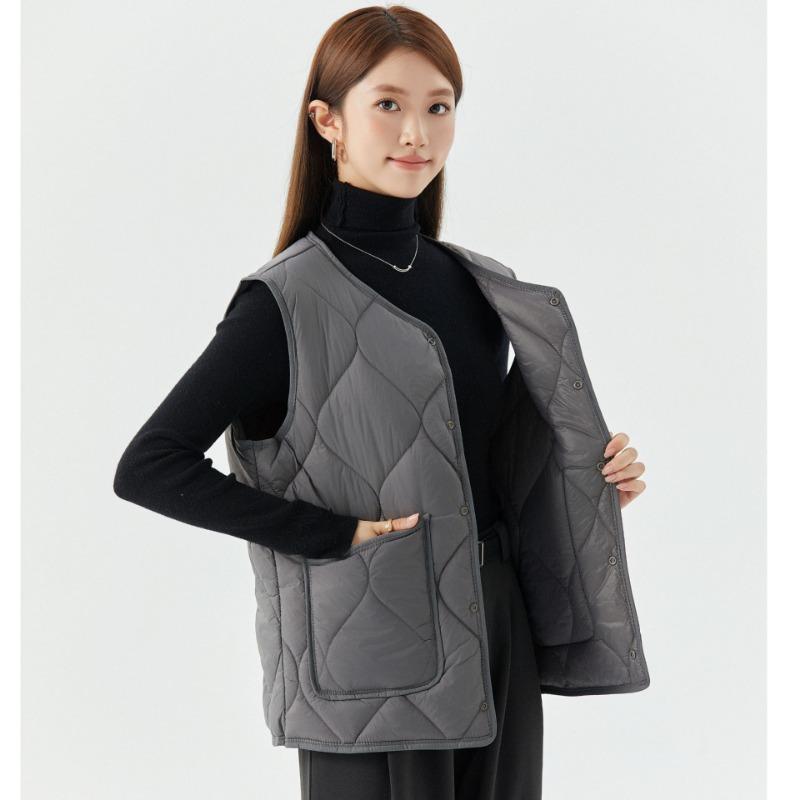 

Women s warm, enlarged, thickened and velvet inner vest, women s lamb wool buttons, casual outer cotton vest 5XL (about 105kg)