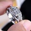 European and American Style Square Diamond-set Three-piece Ring Set Light Luxury Twisted Band Ring with Full Diamond Setting
