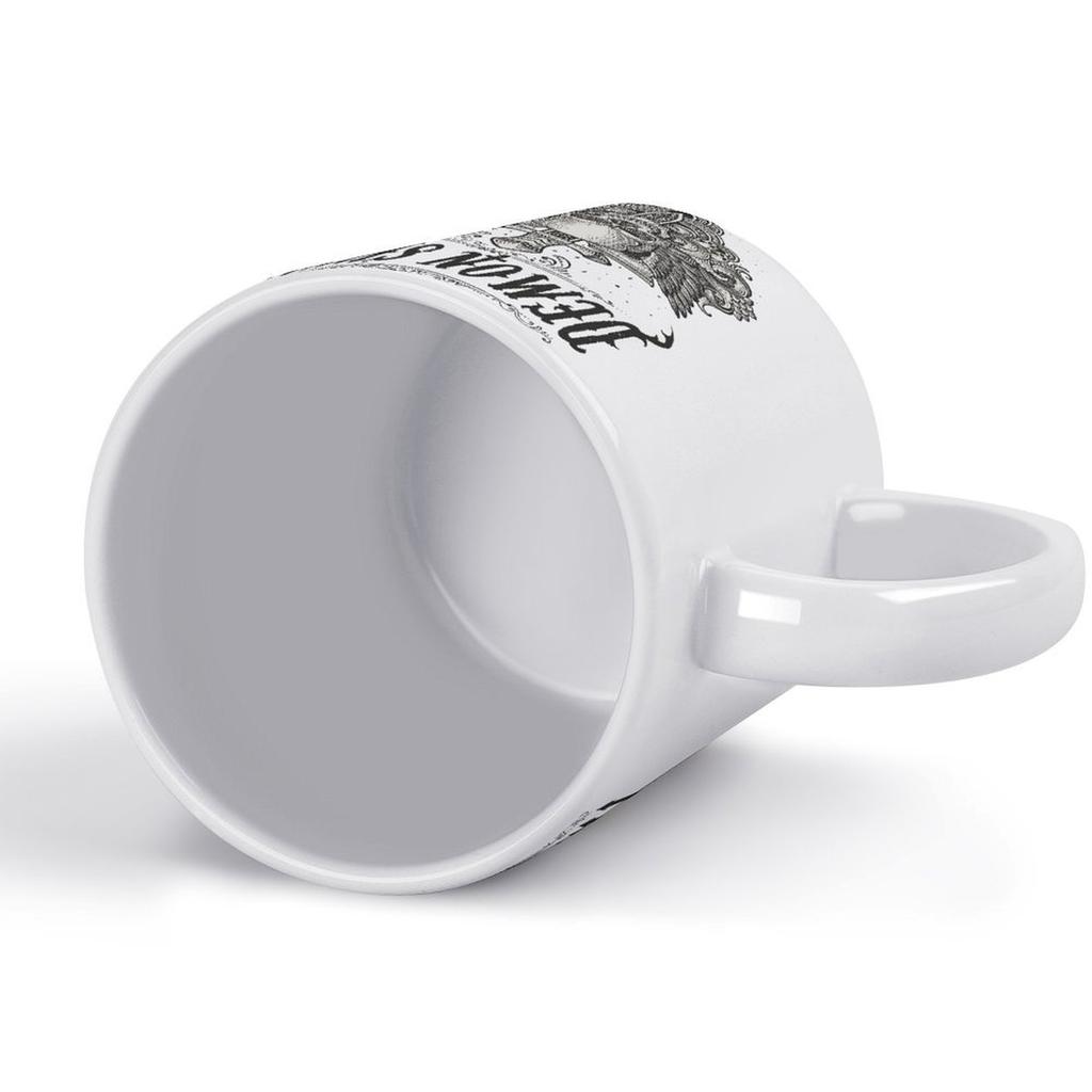 11oz Weiße Keramiktasse mit beidseitigem Druck, glänzender Oberfläche und komfortablem Griff für Zuhause, Küche und Büro