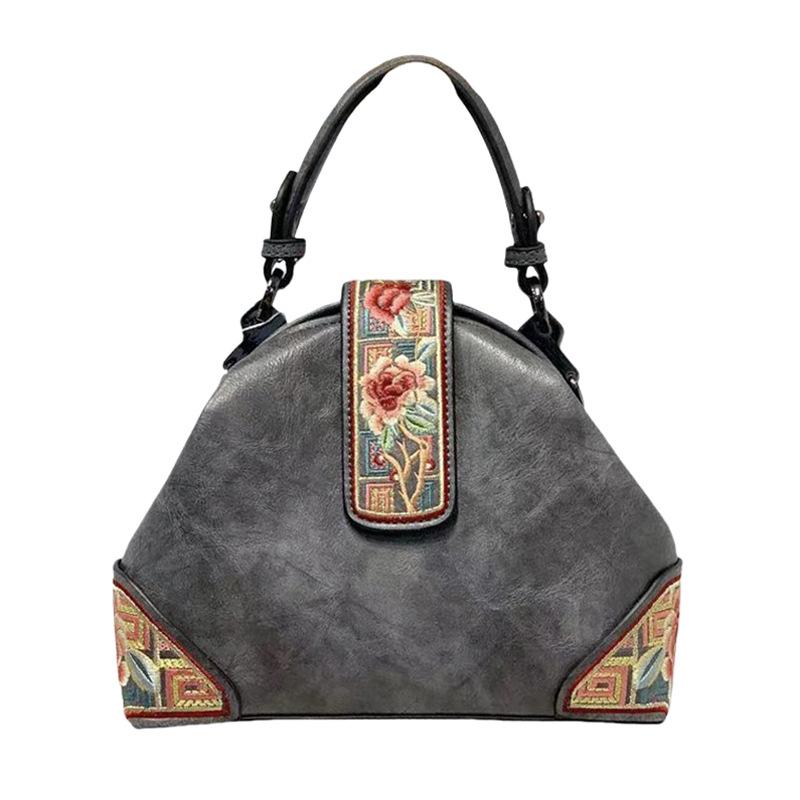 

Vintage Chinese Style Embroidery Paired with Qipao Handbag, Crossbody, Single Shoulder Women s Bag темно-сірий