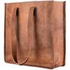 14X14 Inch Large Real Goat Leather Shoulder Bag Tote Shopping Brown Women's