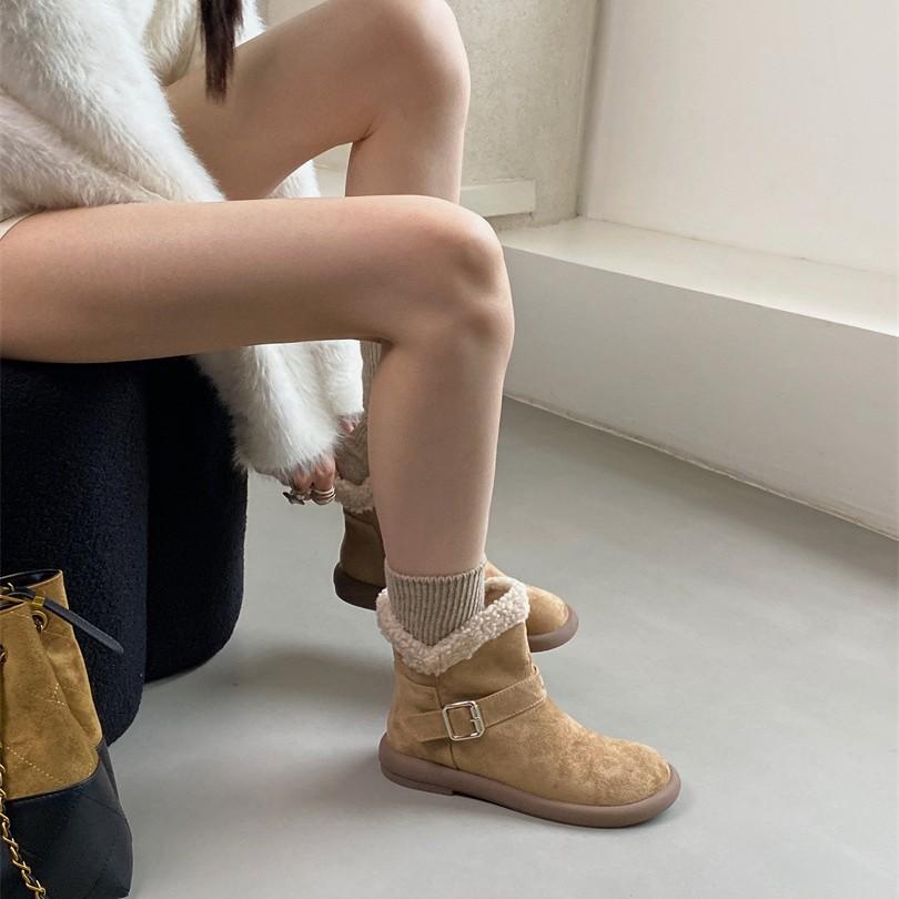 Thick-soled warm fur integrated snow boots winter women's 2025 new velvet thickened non-slip cotton shoes factory