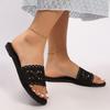 Fashion new hollow breathable lace flat-bottomed slippers women's pedal home slippers casual open-toed low-heeled slippers