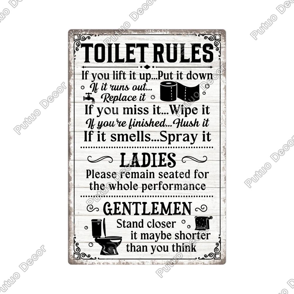 Putuo Decor Vintage Metal Tin Sign x Inches Durable Wall Art for Toilet Retro Metal Plaque for Home Decor Unique Wall Decoration