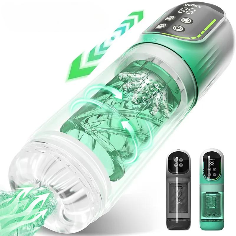 2025 New Automatic Blowjob Male Masturbator Penis Pocket Pussy with 4 Pump 7 Sucking 7 Rotating 7 Licking LCD Display Adult Sex Toys Man