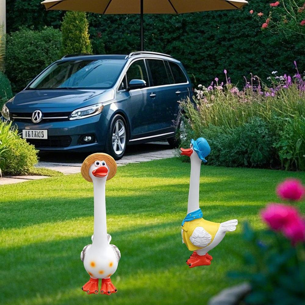 Cute Geese Figurine Resin Duck Sculpture Animal Sculpture Goose Figure  Home Office Desktop Decor