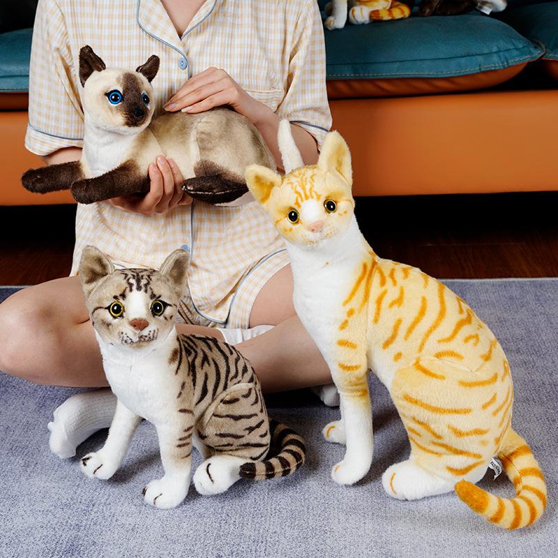 20cm Levensgetrouwe Knuffel Siamese Katten Pluche Speelgoed Simulatie American Shorthair Schattige Kat Huisdier Speelgoed Levensgetrouw Huis Decoratie Kinderen Verjaardagscadeau