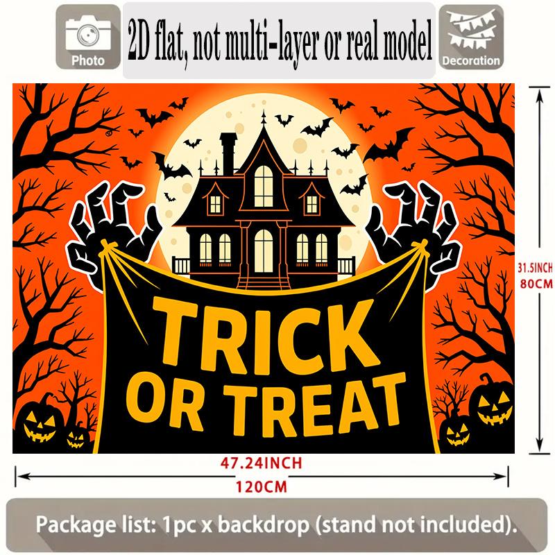 Party Backdrop Halloween Orange Flat Banners Spooky Haunted House Celebrations Wedding Event Photo Background Front Door Decor