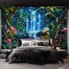 2D Mystical Jungle Waterfall Tapestry Enchanted Nature Wall Hanging