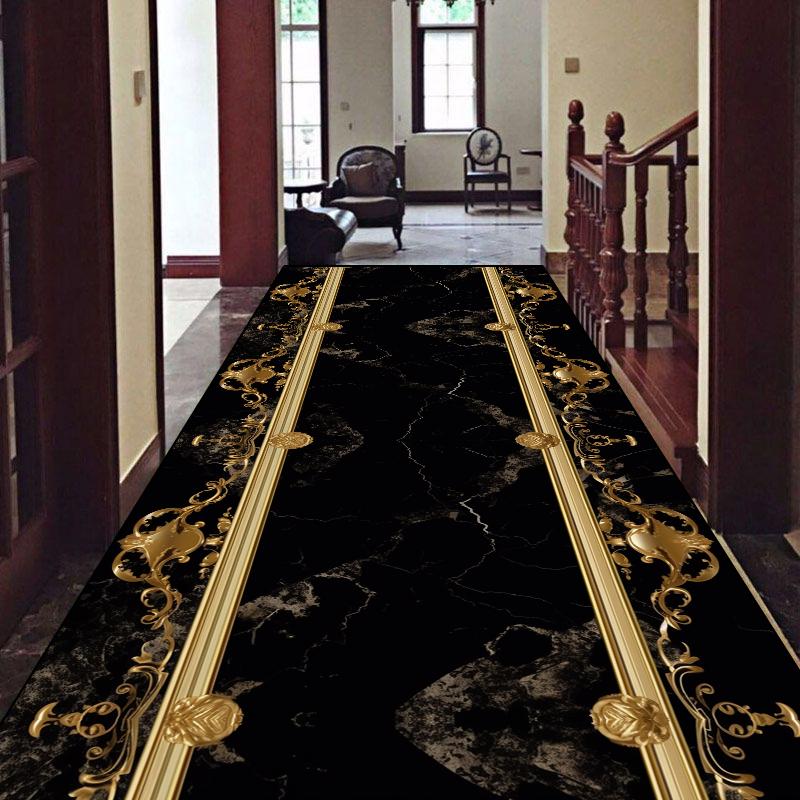 Luxuriöser Europäischer Stil Lobby Halle Flur Teppich Rutschfest Treppenhaus Lange Teppiche Läufer Anpassbarer Teppich Heim Durchgang Fußmatte