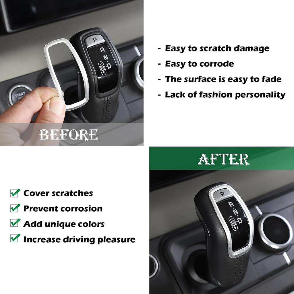 PIUGILH Gear Shift Knob Cover Compatible with Land Rover Defender 90 110 130 2020 2021 2022 2023, Car Center Gear Shift Cover Trim Accessories