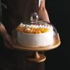 Bamboo Wood Cake and Dessert Stand with Glass Dome