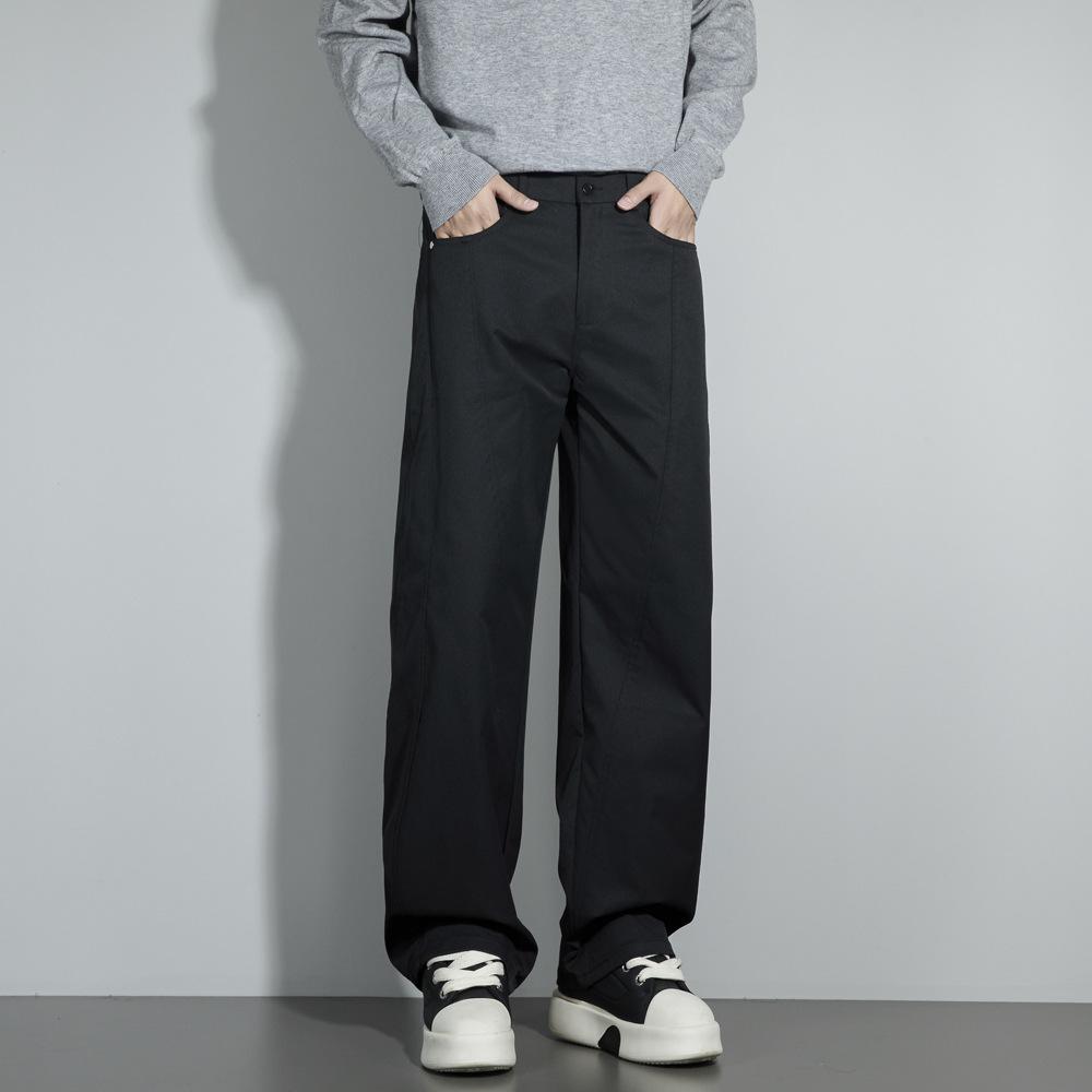 American Retro Summer New Casual Pants Men's Trendy Brand Loose Straight Simple Basic Color Commuter Long Pants Men
