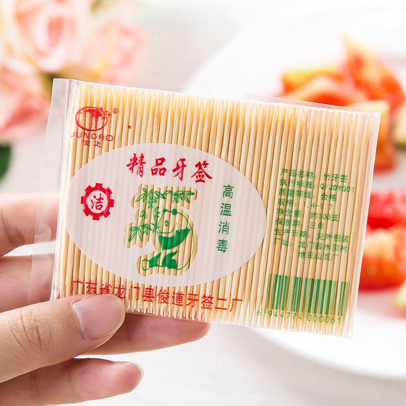 100pcsbag Bamboo Toothpick Disposable Natural Toothpicks Fruit Sticks Sharp
