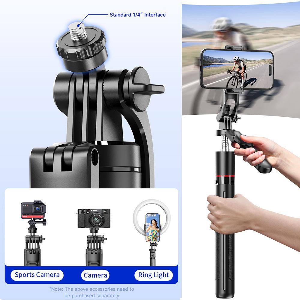 Stainless Steel Telescopic Selfie Stick Tripod Foldable Rotatable 360 Panoramic Shooting 1708mm Extended Length for Smartphone