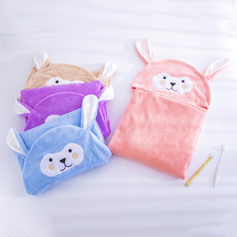 Yougang Cute Cartoon Thickened Absorbent Coral Fleece Baby Baby Bath Hooded Children Bath Towel Cape Cape