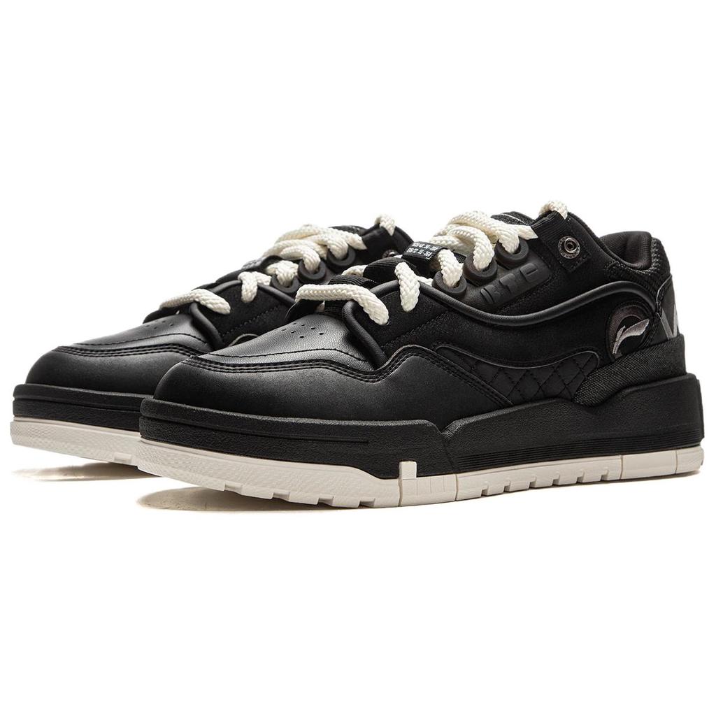 Li Ning 001 BTC Slip Resistant Cushioning Abrasion Resistant Lightweight Low top Skateboard Shoes Men's Black AGCV383-5