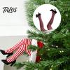 Christmas Tree Swinging Santa Legs Leg Ornament, Electric Hanging for Tree, Funny Photo Props Fluffy Topper with Clip, Holiday Party Decoration