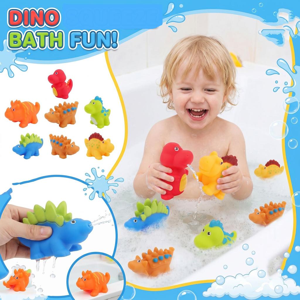 Dinosaur Animal Squeeze Toy Soft Vinyl Squeaky Bath Figure for Kids Desk Decoration and Stress Relief Play