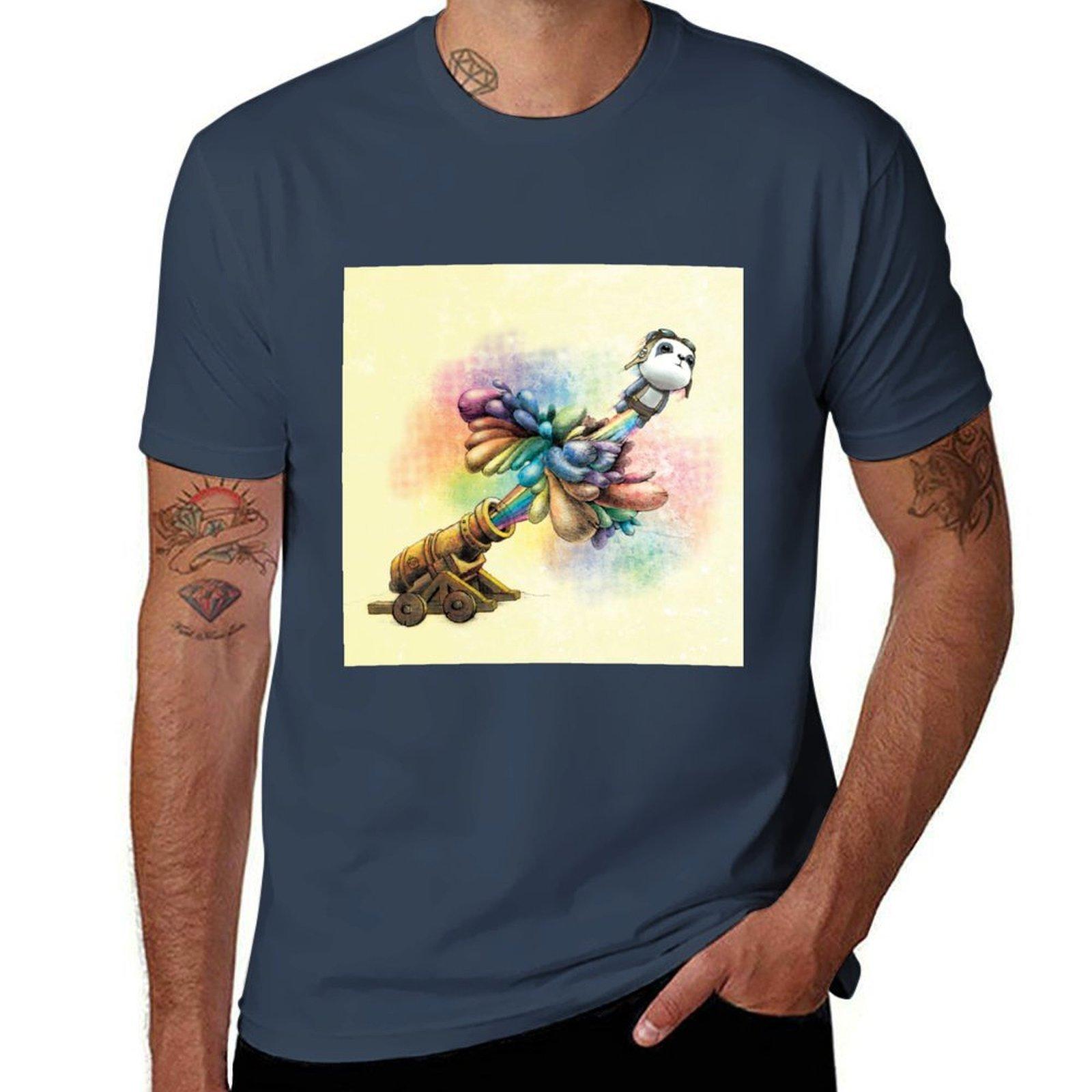 In-Flight Panda T-Shirt Retro Style Print Casual Top S