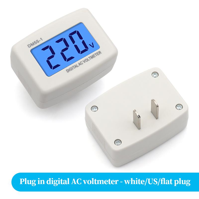 1/5/10PCS Digital Voltmeter EU USA Style Plug Real Time Monitoring of Voltage LCD Display Voltmeter AC100-300V Range DM55-1