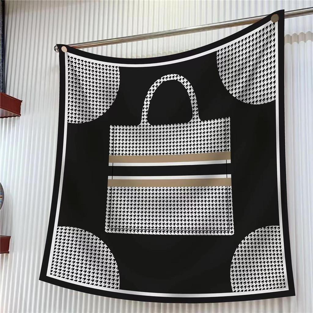 90cm Large Twill Silk Scarf: High-Quality, Fashionable Square Print, Versatile Shawl with Sun Protection