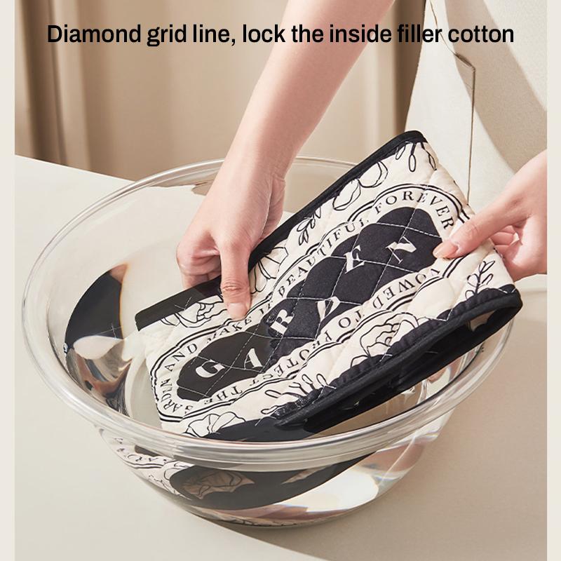 Heat Resistant Glove Oven Mitts Cotton Linen Microwave Baking BBQ Potholders Nonslip Household Kitchen Baking Glove Cooking Tool