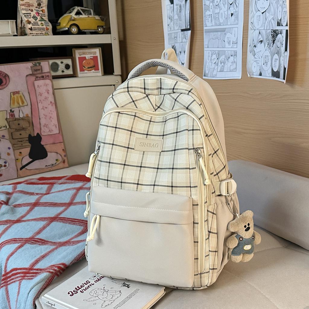 Schoolbag Japanese Niche Schoolbag Plaid Versatile Girl College Style Backpack Junior High School Student Sweet High-value Backpack
