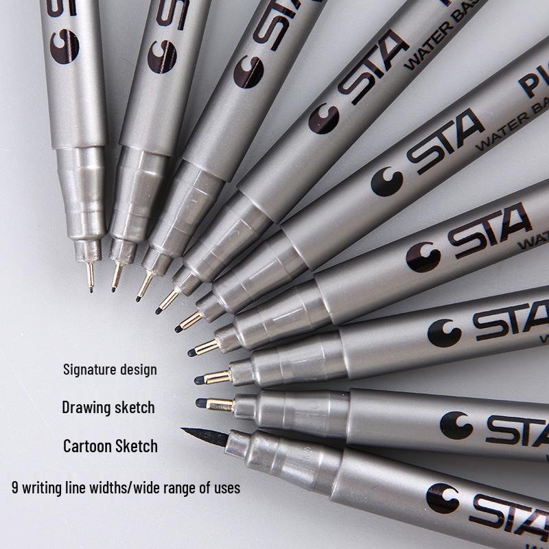 

STA 8050 Hand-drawn Professional Fineliner: Waterproof Needle-tip and Brush Soft Tip Pen 0.1mm Fine чёрный