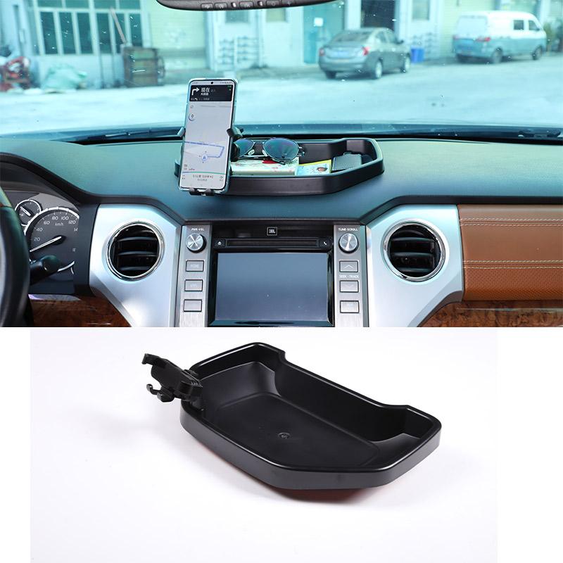 ABS Black Car Dashboard Phone Holder Storage Box Phone Holder Tray For Toyota Tundra 2014-2026 Car Accessories