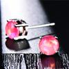 Luxury Jewelry Exquisite 6MM Round White Blue Green Fire Opal Stud Earrings For Women Silver Color Wedding Party Jewelry Gifts