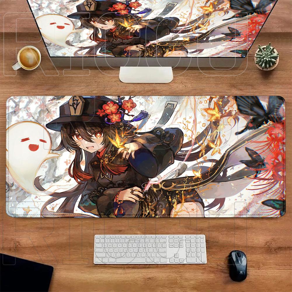 XXL Teppich Anime Hu Tao HD Druck Mauspads Gummi Gaming Genshin Impact Mauspads Tastaturmatten Computer PC Laptop Spieltischmatte