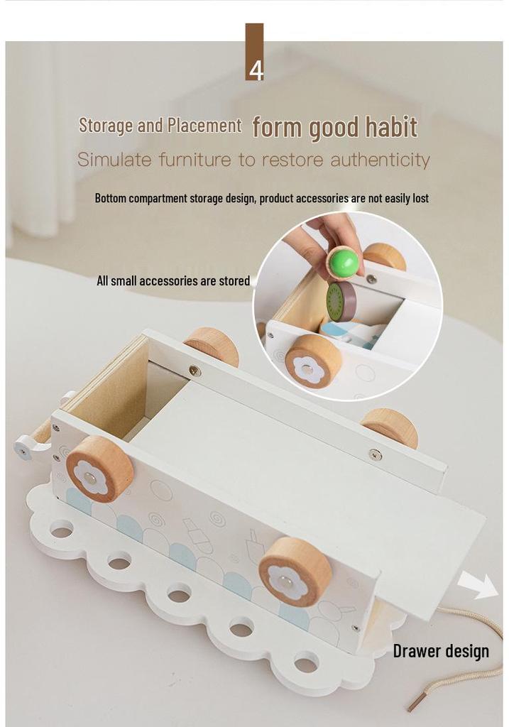 Wooden Ice Cream Cart Role-Play Toy for Parent-Child Interaction