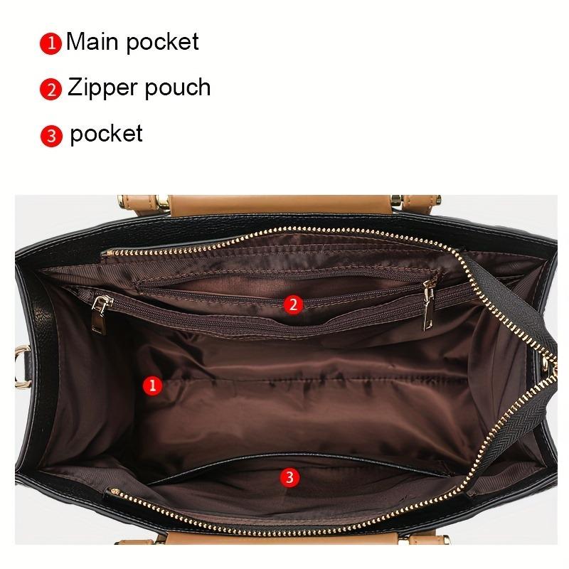 Luxury Leather Tote Bag, Large Capacity Handbag, Letter Embossed Shoulder Bag, Purse For Women