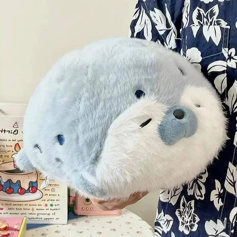 Kawaii Long Sea Otter Seal Plushies Huggable Pillow Soft Fluffy Stuffed Ocean Animal Cute Plushie For Sleeping Companion Gift