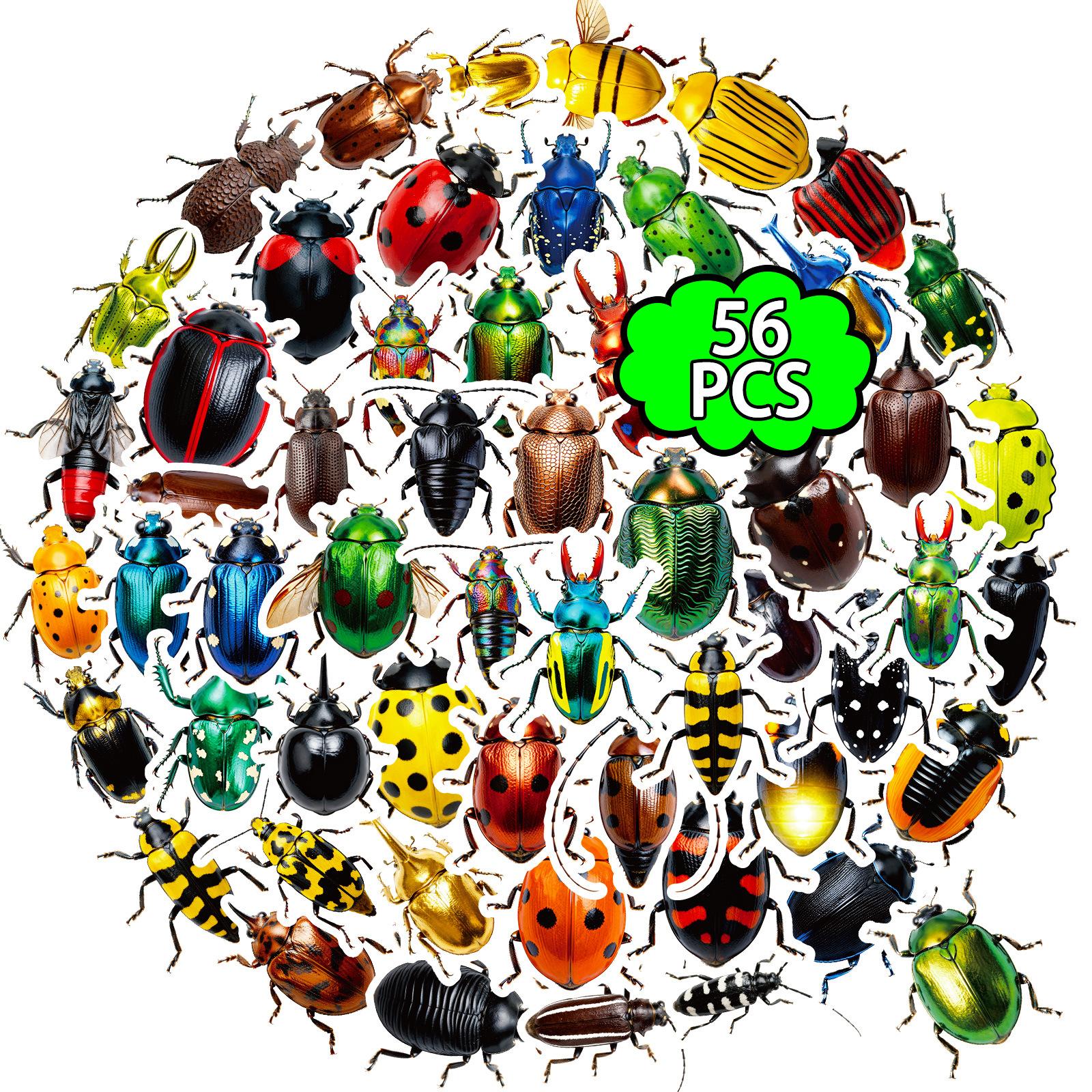 

56 Tide Play Beetle Stickers Colorful Insect Graffiti Stickers Hand Account Notebook Personalized Creative Decoration Stickers