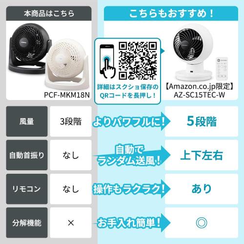 IRIS OHYAMA Circulator Quiet 14 Tatami Macaron Matte Design Fixed Swing Powerful Air Blower Compact PCF-MKM18N-W White