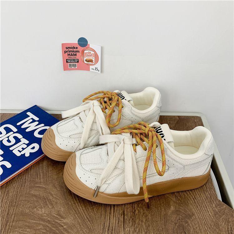 Popular Mesh Breathable Little White Shoes Women's 2025 Autumn New Versatile Little White Shoes Ins German Training Casual Board Shoes Tide.