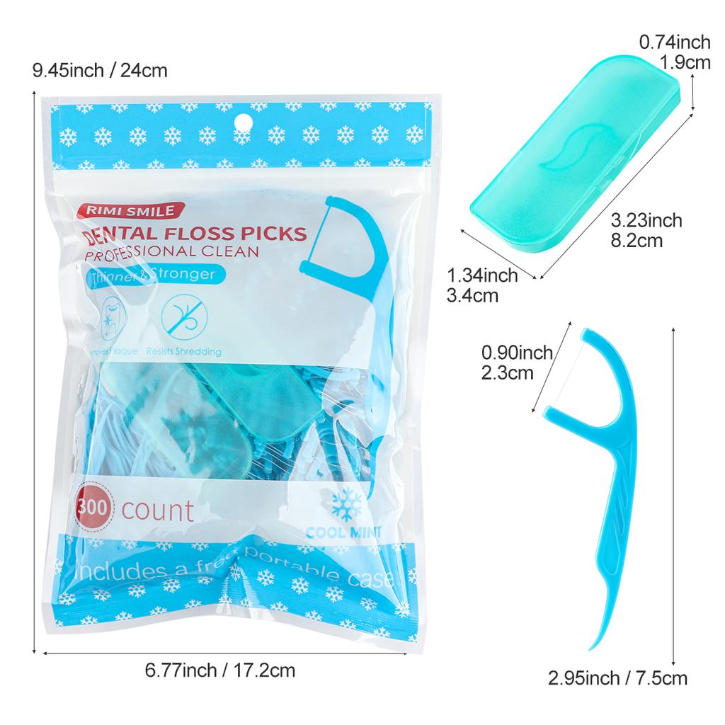 600PCS blue large mouthed mint dental floss sticks, suitable for home sizing, each bag comes with a free dental floss box