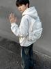 New Style Men's Heather Gray Hooded Sweatshirt with Backpack, Loose Fit, Perfect for Elementary Students.