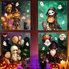Waterproof Pumpkin Ghost Murals 4Pcs Halloween Cartoon Window Clings Scarecrow Stickers Home Beautification Supplies Removable Decals for Storefront