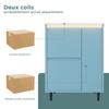 61*46.5*87Cm, freestanding bathroom washstand, lacquered surface, integrated ceramic basin, soft-close hinges, two drawers, high-leg design, blue.