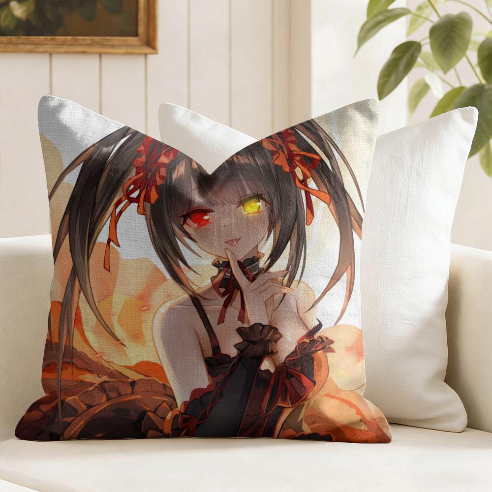 TTokisaki Kurumi Cushion Cover Natural Linen Double Sided Print Throw Pillow Case for Sofa Couch Home Decor