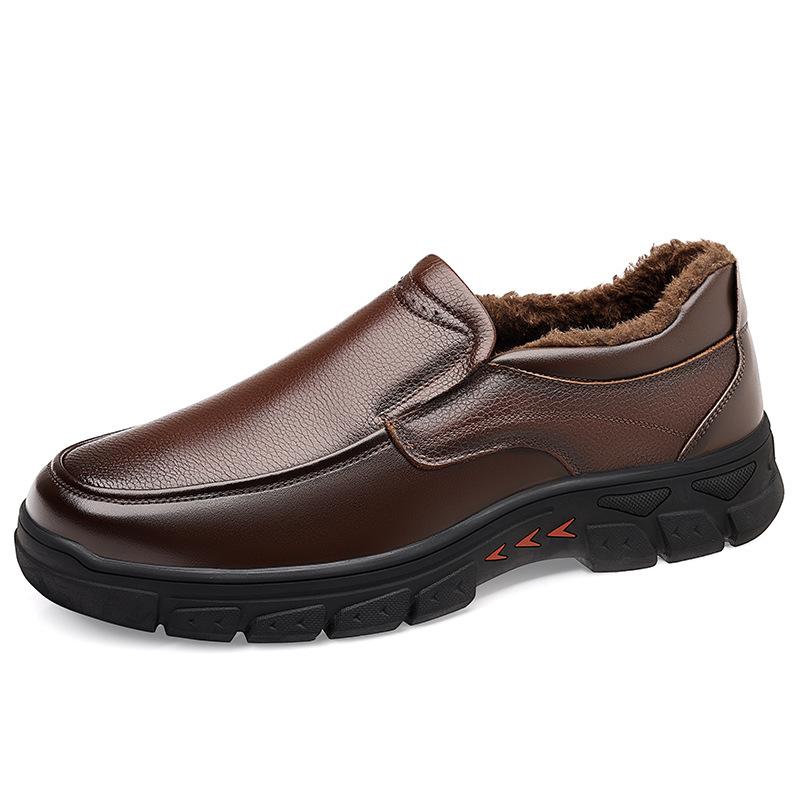 

Winter cotton shoes men s warm thickened casual business leather shoes pedal middle-aged father shoes 44