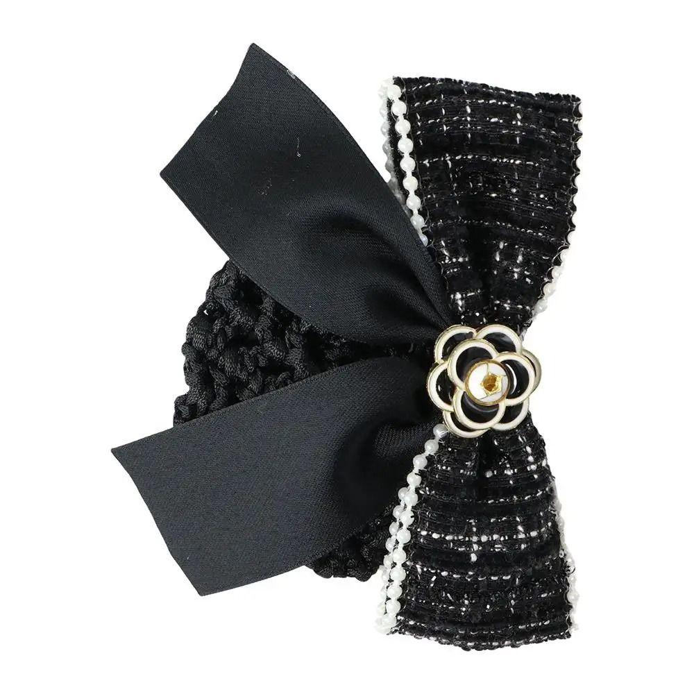 1Pcs Queen Memorial Mesh Flower Bowknot Bun Snood Black Headwear Net Crochet Bow Fine/Loose Mesh Funerals Accessories