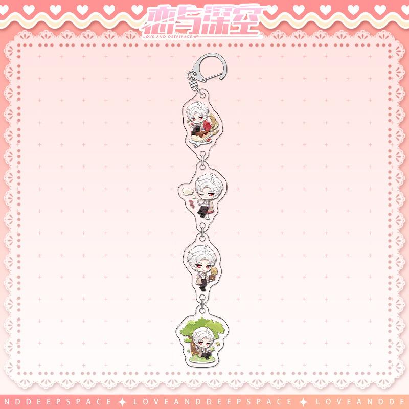 Love and Deepspace Sylus Acrylic Stand Keychain Brooch Figure Caleb Keyring Badge Flowing Sand Ticket Root Bookmark Desk Decor