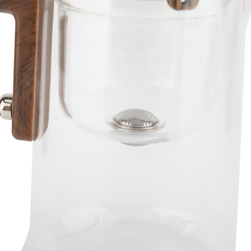 Water Separation Glass Teapot with Strainer 800ml Clear Tea Pot with Wooden Handle Secure Lid Magnetic Switch